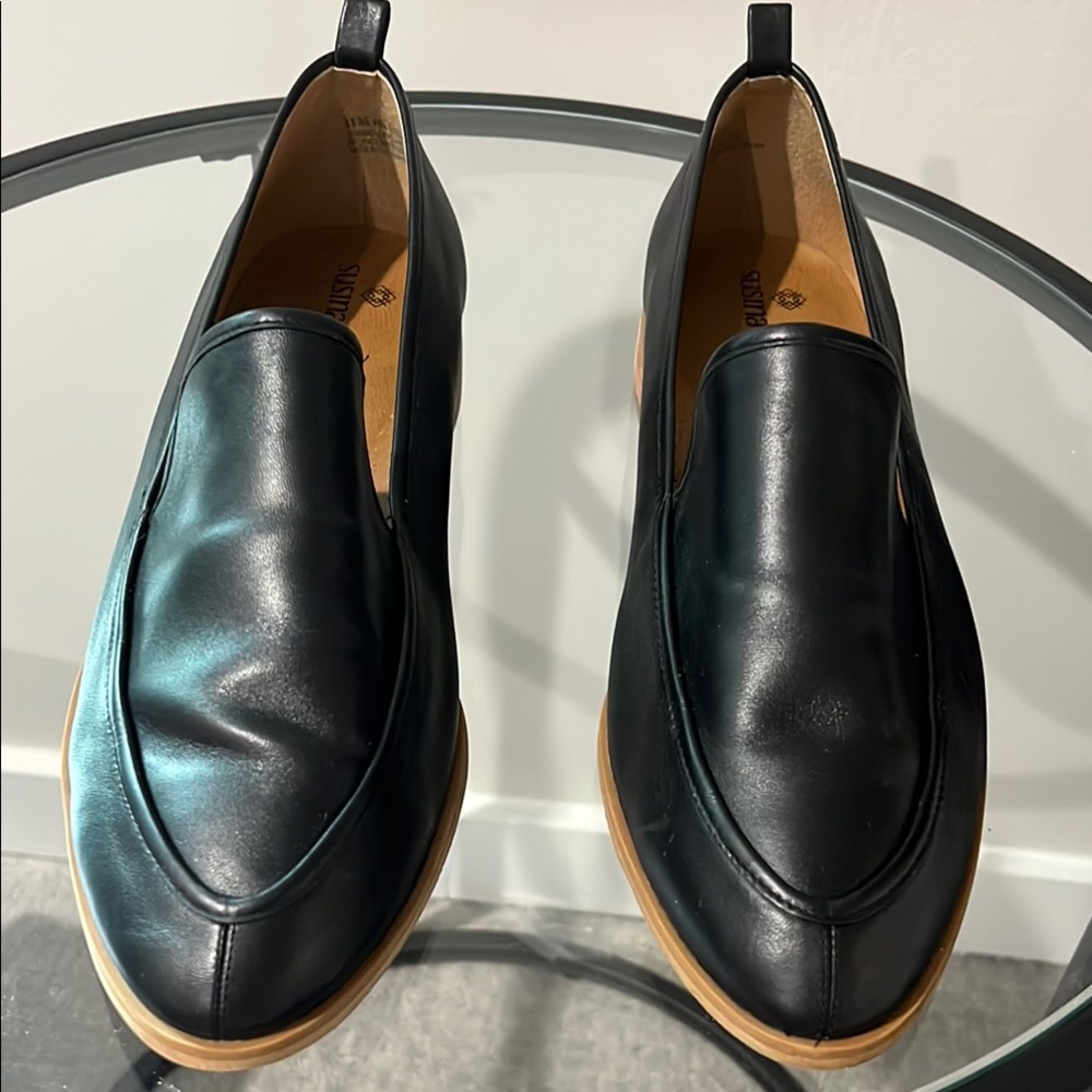 Black Real Leather Loafers